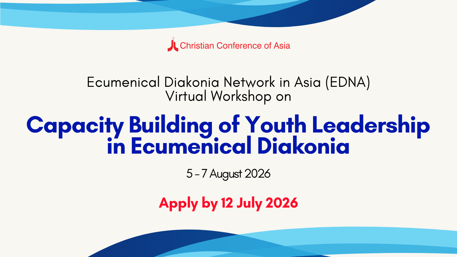 CCA invites applications for virtual workshop on capacity building of youth leadership in ecumenical diakonia